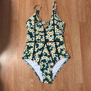 *SOLD*CUPSHE ONE PIECE SWIMSUIT GREEN/YELLOW/WHITE